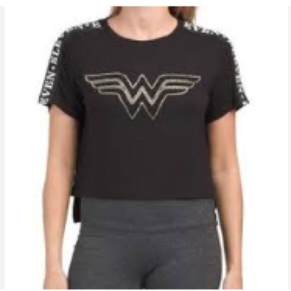 Eleven by Venus Williams x Wonder Woman High Low Tee Shirt Rhinestone Crystals S - Picture 1 of 7